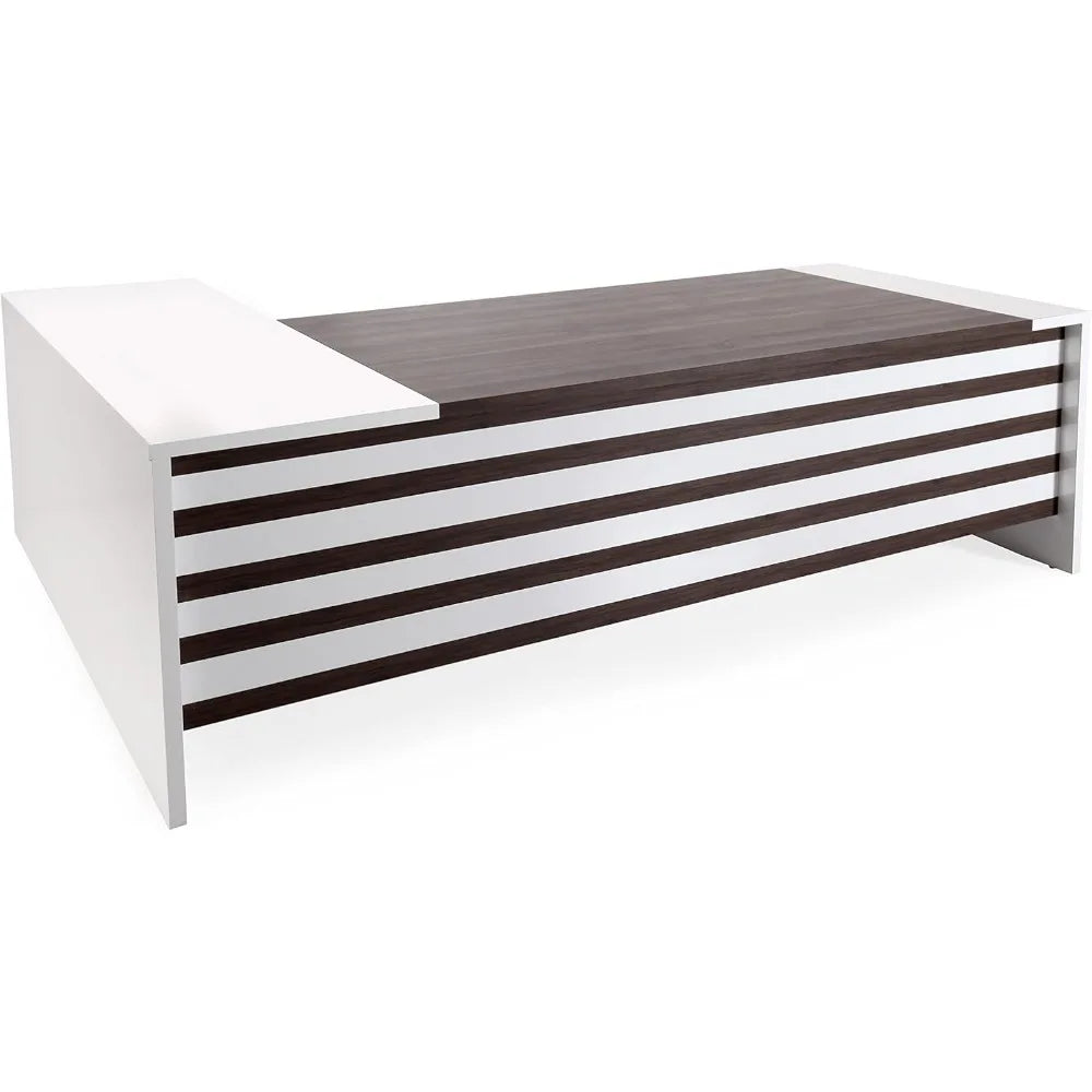 L-Shaped Executive Office Desk with File Cabinet