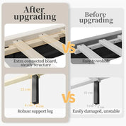 Bed Frame Upholstered Platform Bed w/Wing Side/Wooden Slat Support/Tufted Headboard w/Wing Side, No Box Spring Needed