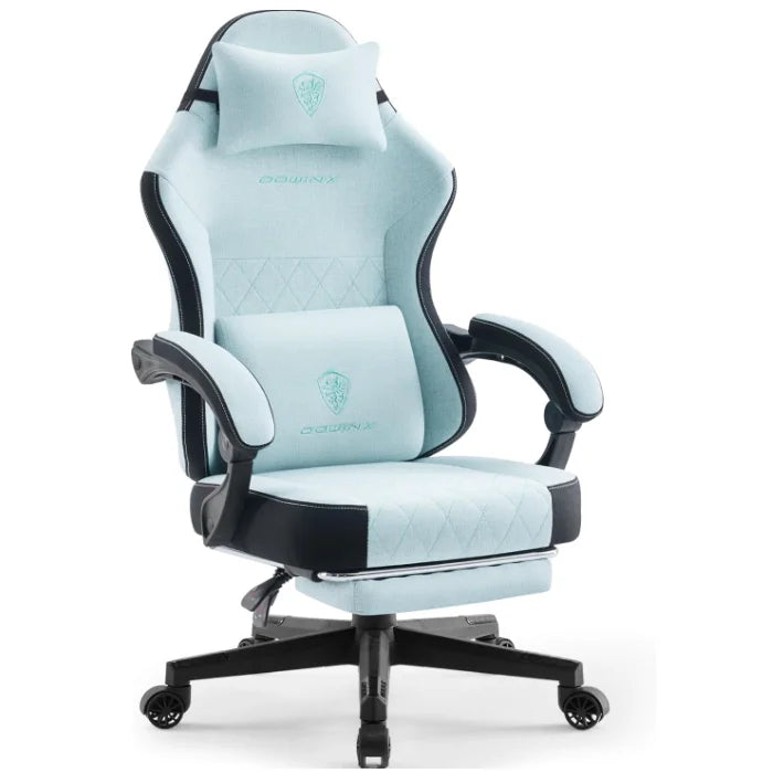 Dowinx Gaming Chair Fabric with Pocket Spring Cushion, High Back Ergonomic Computer Chair with Footrest for Adults