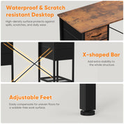 FurnishSpot® Modern Solid Wood Office Desk with Storage Cabinet – Home Office Computer Des