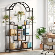 Tribesigns 5-Tier Tall Indoor Plant Stand, 74.8'' Arched Metal Flower Shelf with Hanging Hooks, Large Bonsai Pots Display Rack