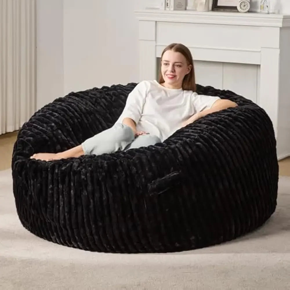 5ft Bean Bag Chairs, for Adults Large Beanbag Chair w/Stripe Plush Cover Big, bean bag Chair for Living Room Bedroom Dorm Office
