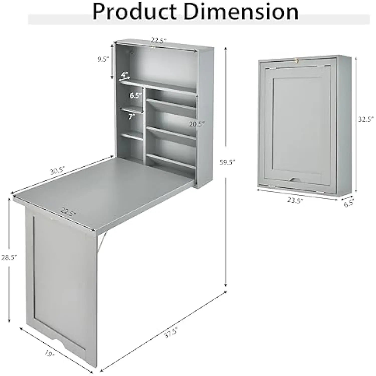 MAT EXPERT Floating Desk, Wall Mounted Desk with Adjustable Shelves, Ample Storage, Space Saving Table for Laptop, Fold Out Tab