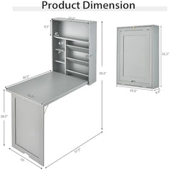 MAT EXPERT Floating Desk, Wall Mounted Desk with Adjustable Shelves, Ample Storage, Space Saving Table for Laptop, Fold Out Tab