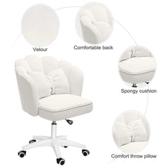 Cute Petal Desk Velvet Butterfly Chairs with Bow Cushion