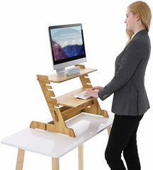 Extra Wide Standing Desk Converter, Height-Adjustable Sit-Stand, Table Laptop Tray, Worktop Station, Riser for Keyboard Monitor