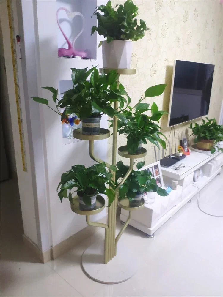 Eisen Indoor Balkon Blumenregale Wohnmöbel Bodentyp Blumentopf Ständer Wohnzimmer Mehrschichtiges Pflanzenregal S