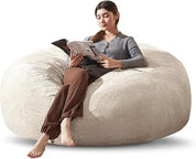 Bean Bag Chair 5Ft, Memory Foam Filled, Large Beanbag Chairs for Adults and Teens, Soft Sofa with Removable Flannel Cover, Round