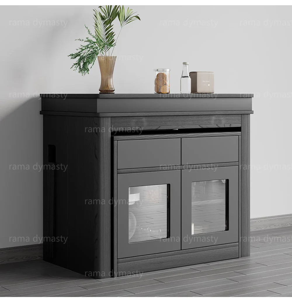 Modern Extendable Dining Table Rectangle Sideboard With Storage