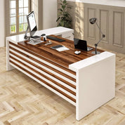 L-Shaped Executive Office Desk with File Cabinet