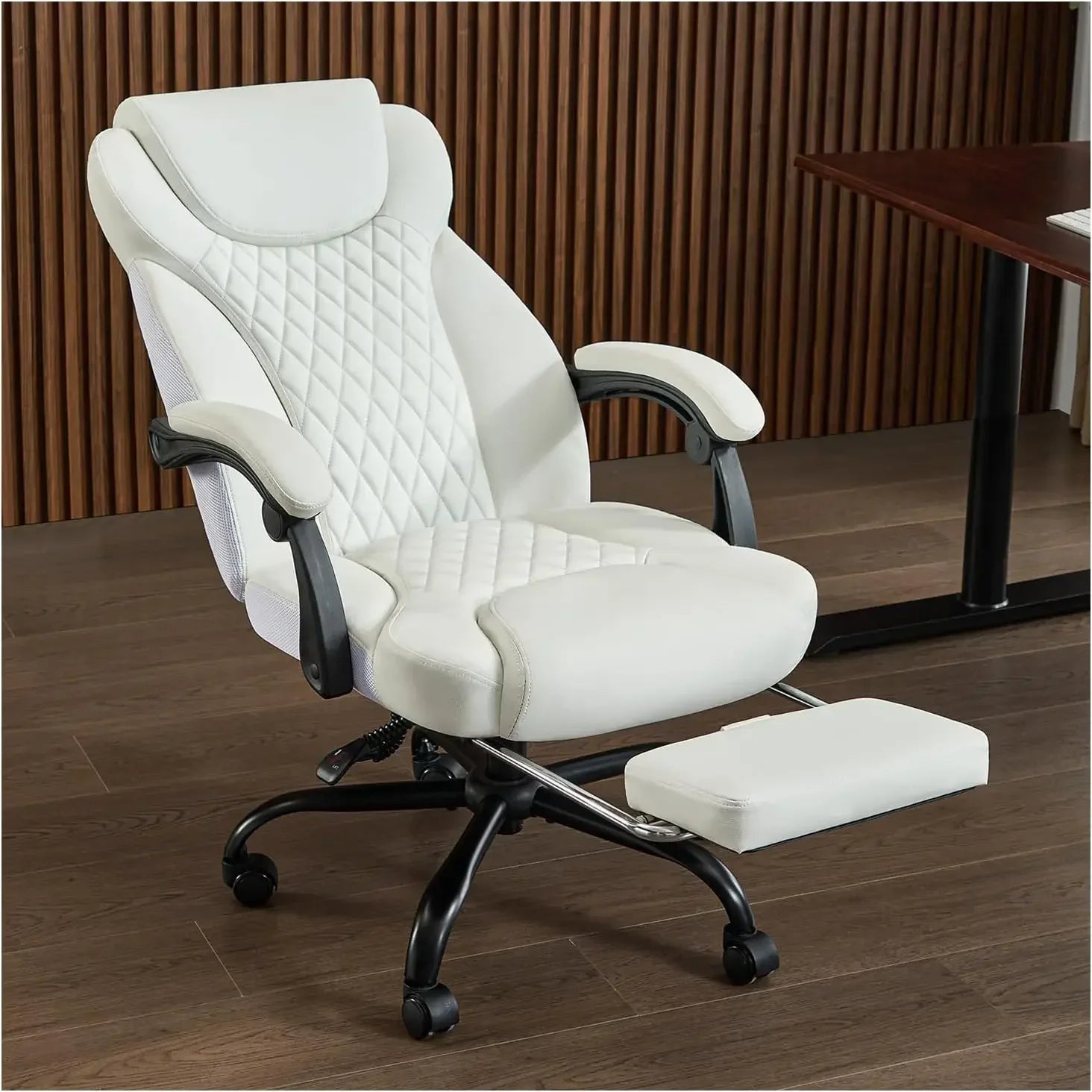 Ergonomic Big and Tall High Back Leather Office Chair with Lumbar Support and Footrest