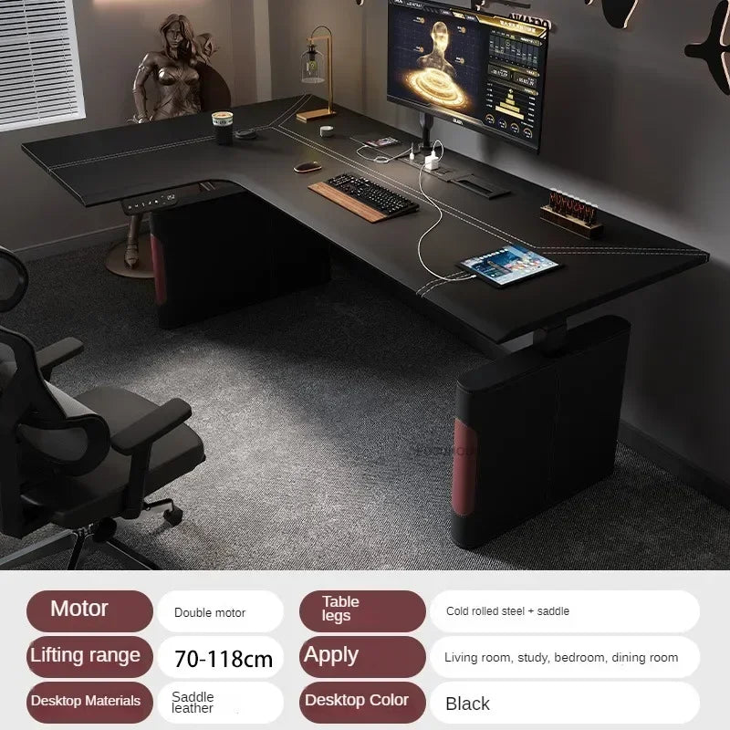 Luxury Corner Lift Computer Desks Home Office Furniture Designer L-shaped Wood Gaming Table Bedroom Student Dormitory Study Desk