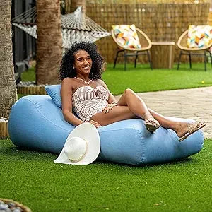 Arlo Outdoor Bean Bag Sun Lounger - Pool and Patio Chaise Recliner, Navy Blue