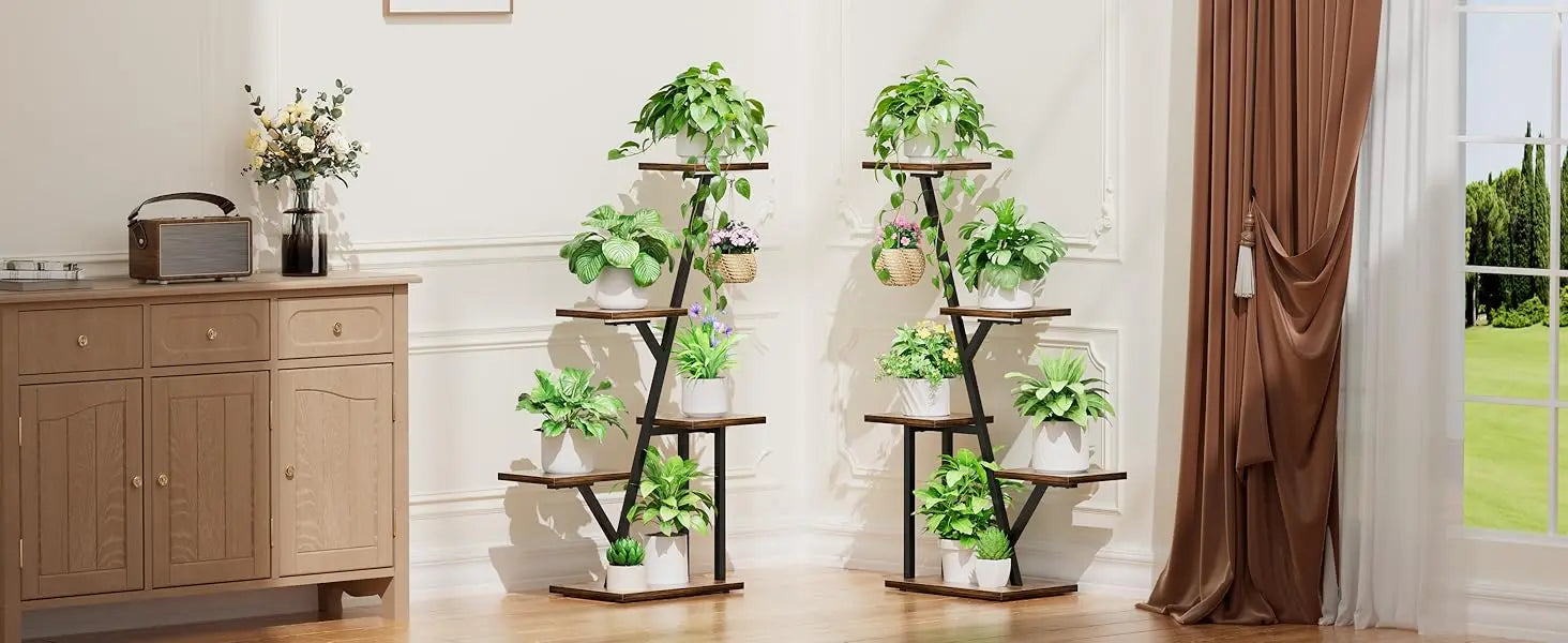 SmartSpace™ 5-Tier Corner Plant Stand with Grow Lights (2-Pack) – Indoor Vertical Plant Shelf