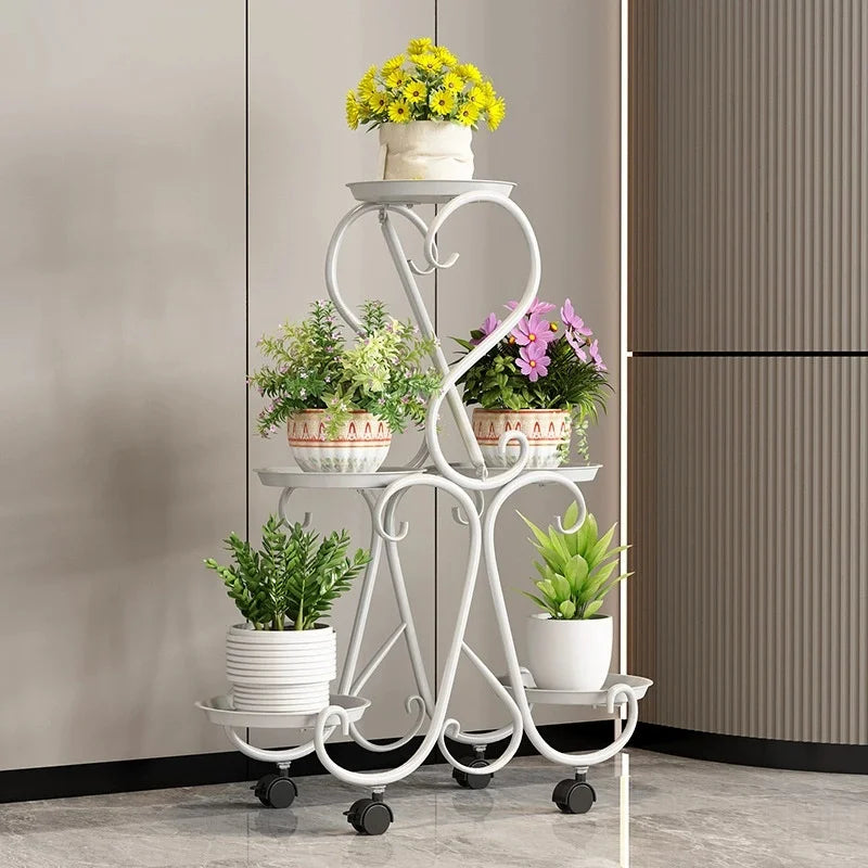 Balcony Flower Stand Storage Rack Modern Flower Stand Flower Multi-Layer Metal Shelves Plant Rack Plant Pot Stand Decor Garden