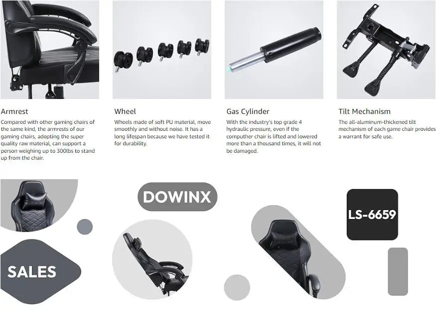 Ergonomic Gaming/Office Chair with Pocket Spring Cushion