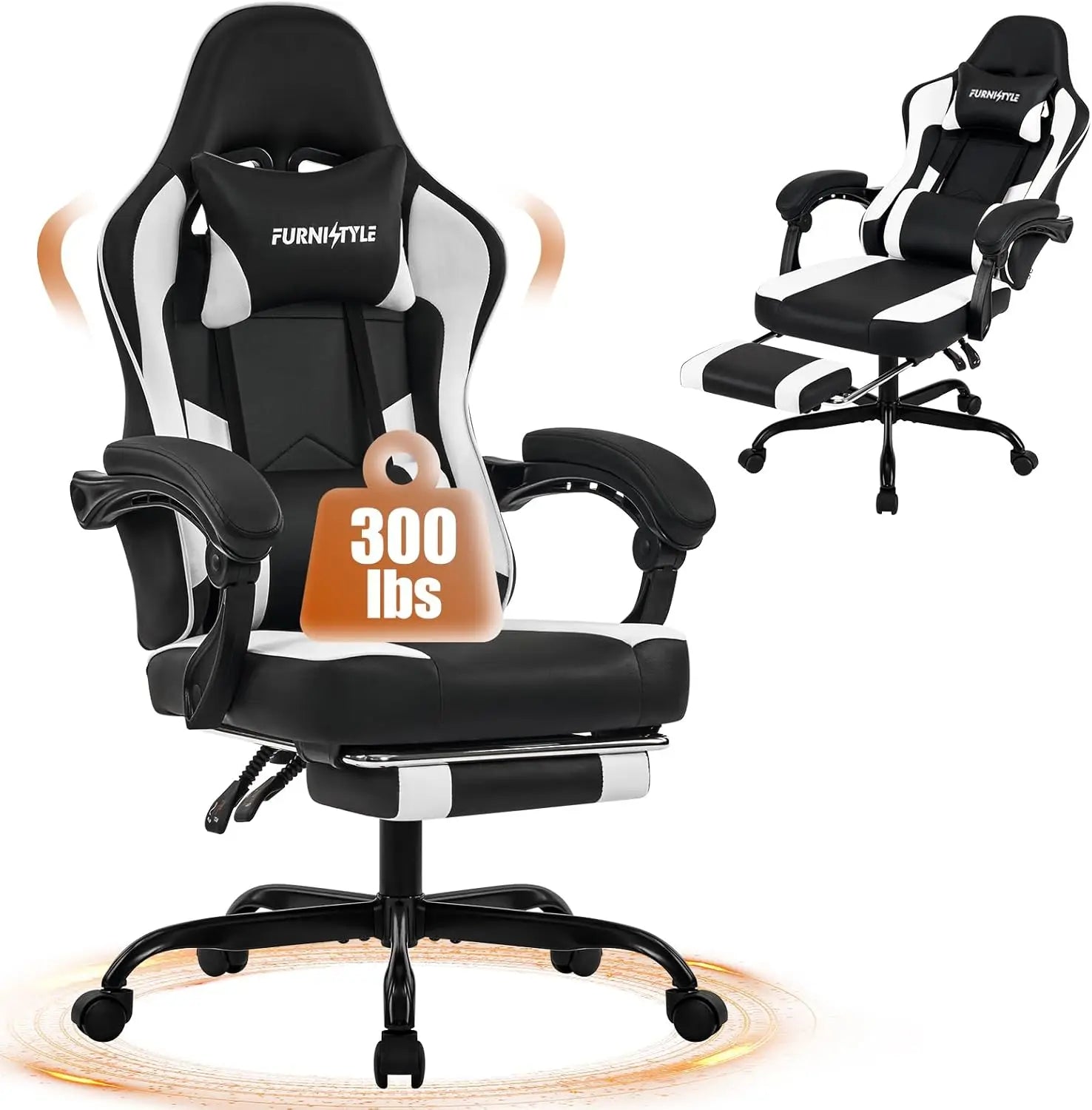 Ergonomic Gaming Chair with Footrest, Armrest, and Lumbar Support