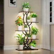 Indoor 5-Tiered Metal Plant Shelf with Grow Lights Indoor Plants