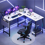 FurnishSpot™ L-Shaped Gaming Desk with Storage – 50” Corner Computer Desk for Home Office & Small Spaces