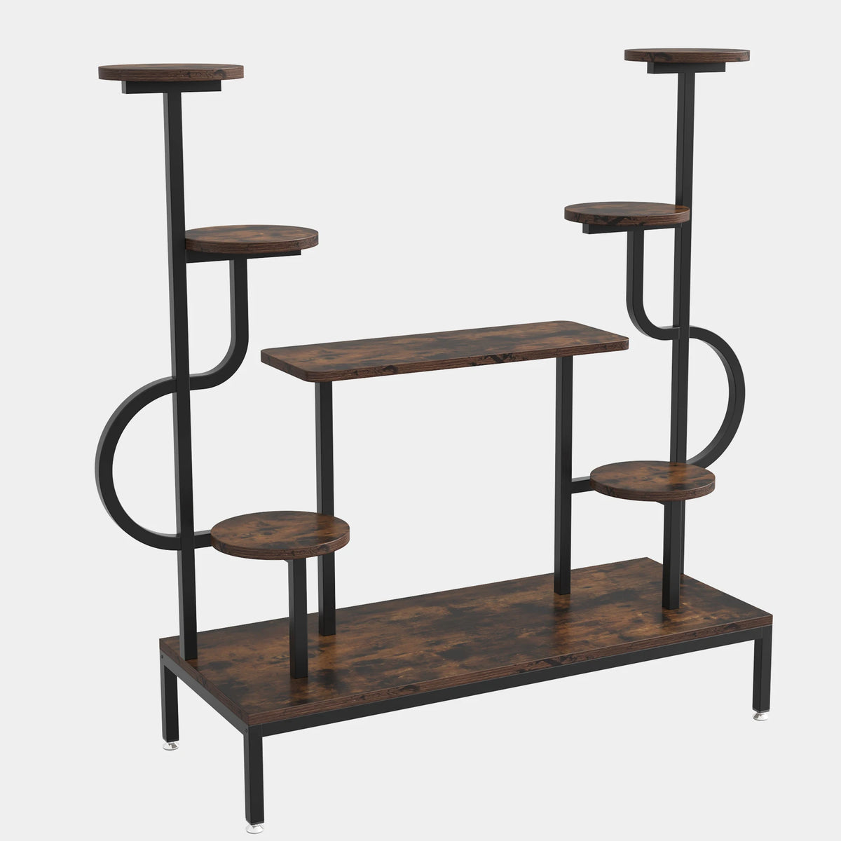 8-Tier Metal Plant Shelf for Multiple Plants, Round & Square Boards