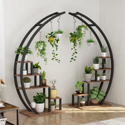 2-Pack 5-Tier Half-Moon Plant Shelf – Metal Flower Stand for Home, Patio, Garden, Balcony