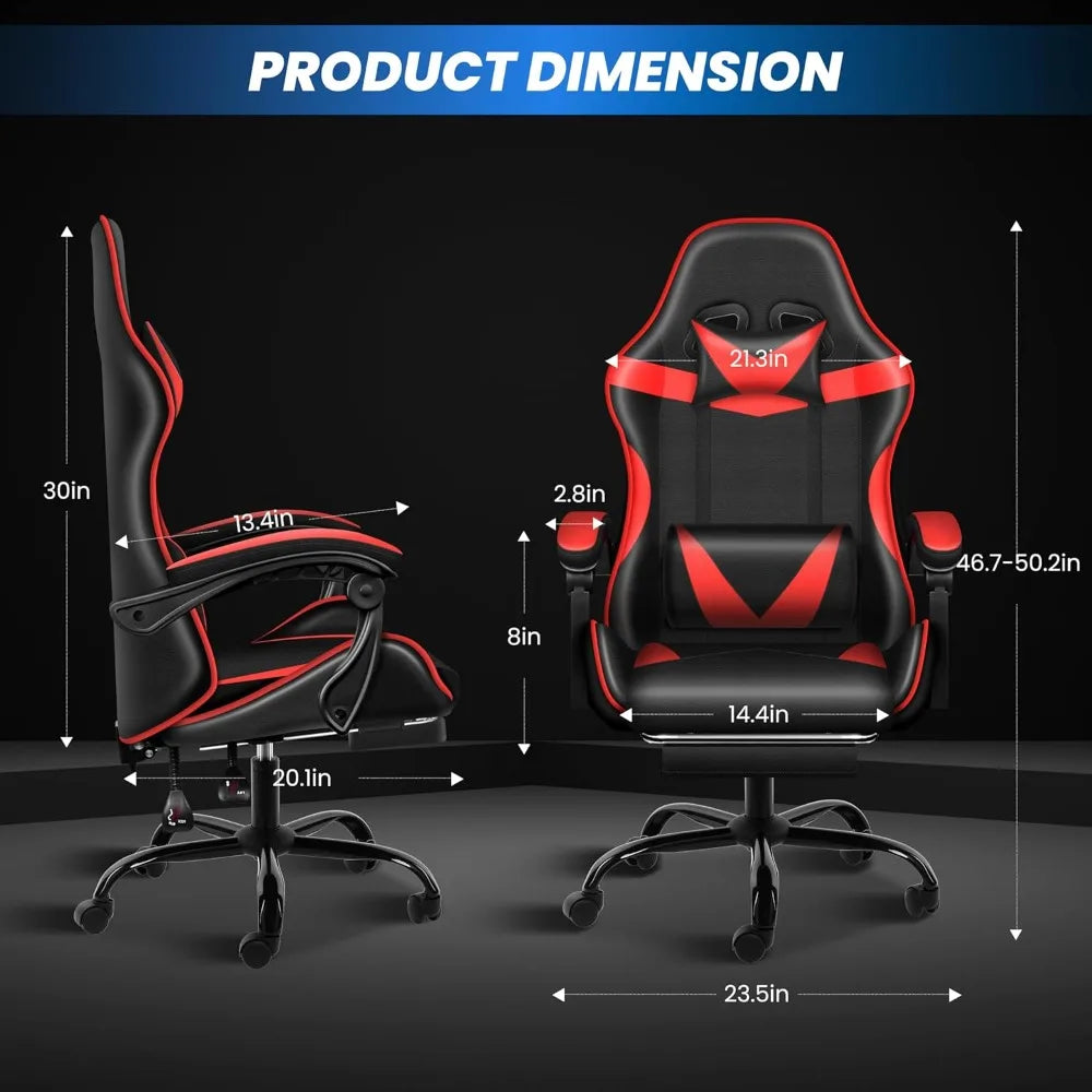 Ergonomic Racing Style Height Adjustable & 90°-135° Tilt Function Gaming Chair with Footrest