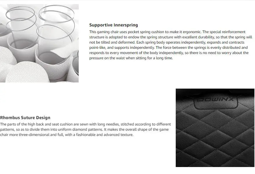 Ergonomic Gaming/Office Chair with Pocket Spring Cushion