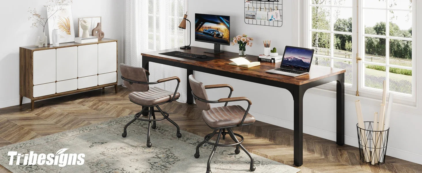 Tribesigns 78.7 Inches Extra Long Computer Desk 2 Person Desk, Double Long Desk, Workstaion for Home Office