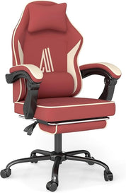 Gaming Chair with Footrest and Lumbar Support