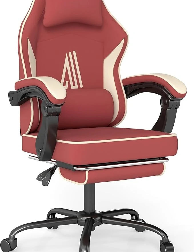 Gaming Chair with Footrest and Lumbar Support
