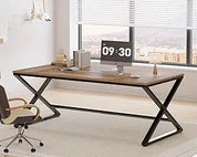 Large Black Desk, 70.8” Long Computer Desk for Home Office, Modern Wide Executive Work Desk for Writing Study, Simple Wood Meta