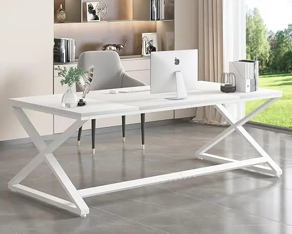 Large Black Desk, 70.8” Long Computer Desk for Home Office, Modern Wide Executive Work Desk for Writing Study, Simple Wood Meta