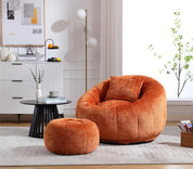 Modern Extra Large Round Bean Bag Chair with Footrest – Stylish Chenille Fabric, High-Density Memory Foam, Ultimate Comfort