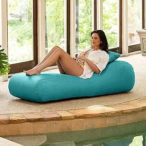 Arlo Outdoor Bean Bag Sun Lounger - Pool and Patio Chaise Recliner, Navy Blue