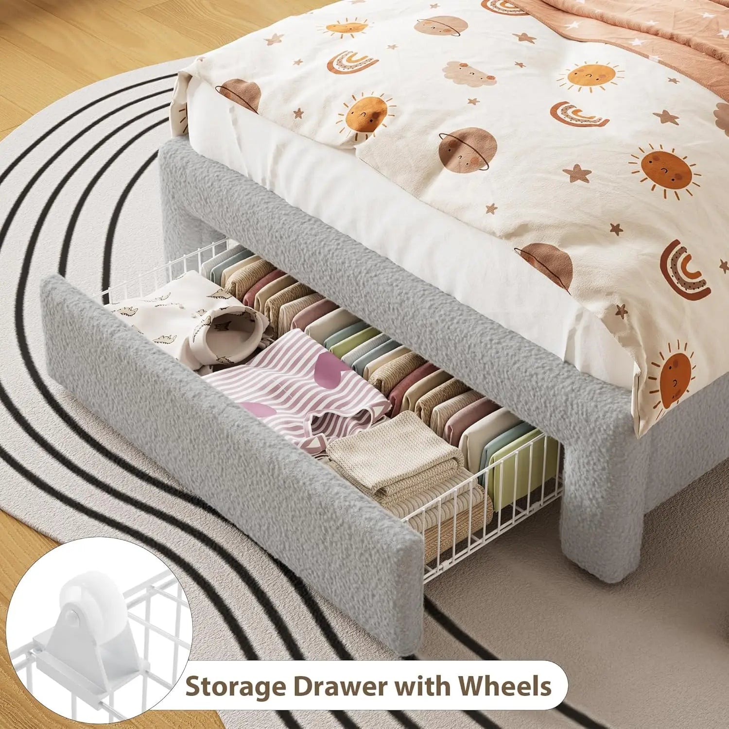FurnishSpot™ Upholstered Full Bed Frame with LED Storage Headboard & Charging Station
