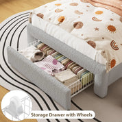 FurnishSpot™ Upholstered Full Bed Frame with LED Storage Headboard & Charging Station