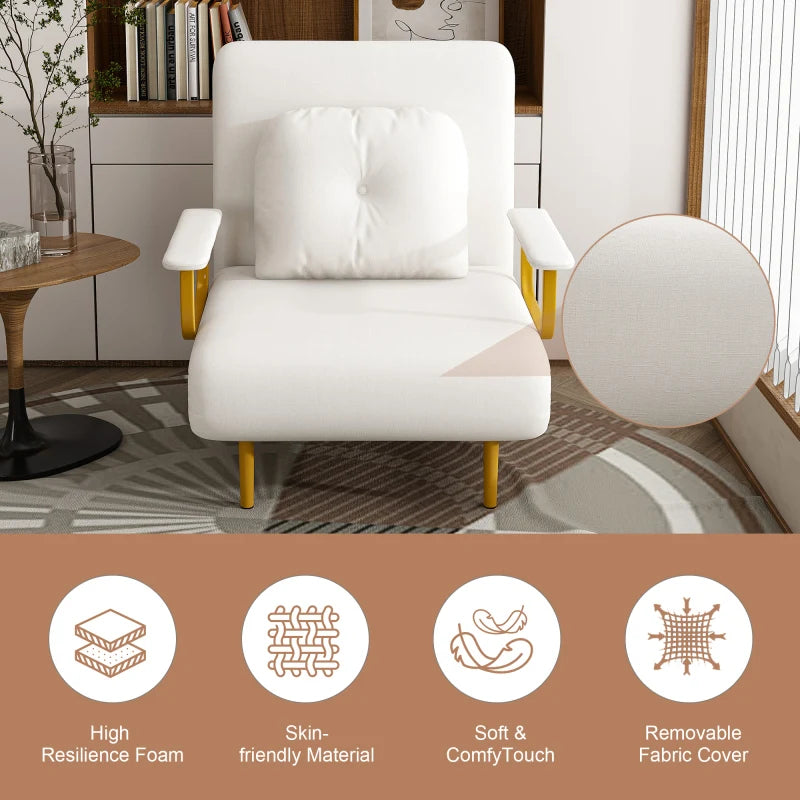FurnishSpot™ 3-In-1 Folding Sofa Bed with Adjustable Backrest & Pillow