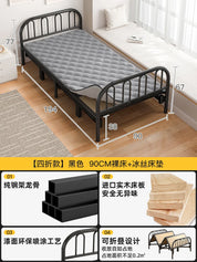 Solid wood folding bed Household simple single bed Extra bed 1 meter 2 Adult rental room Reinforced hard board double iron