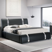 Modern Faux Leather Low Profile Platform Bed with Height-Adjustable Headboard