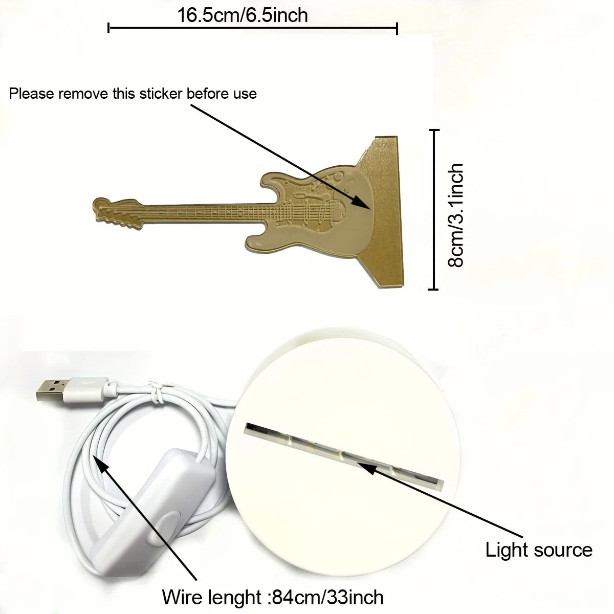 3D Stereo Guitar Night Light