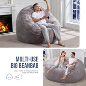 6ft Bean Bag Chairs for Adults Large Beanbag Chair with Plush Faux Fur Cover Big Bean Bag Chair for Living Room Bedroo