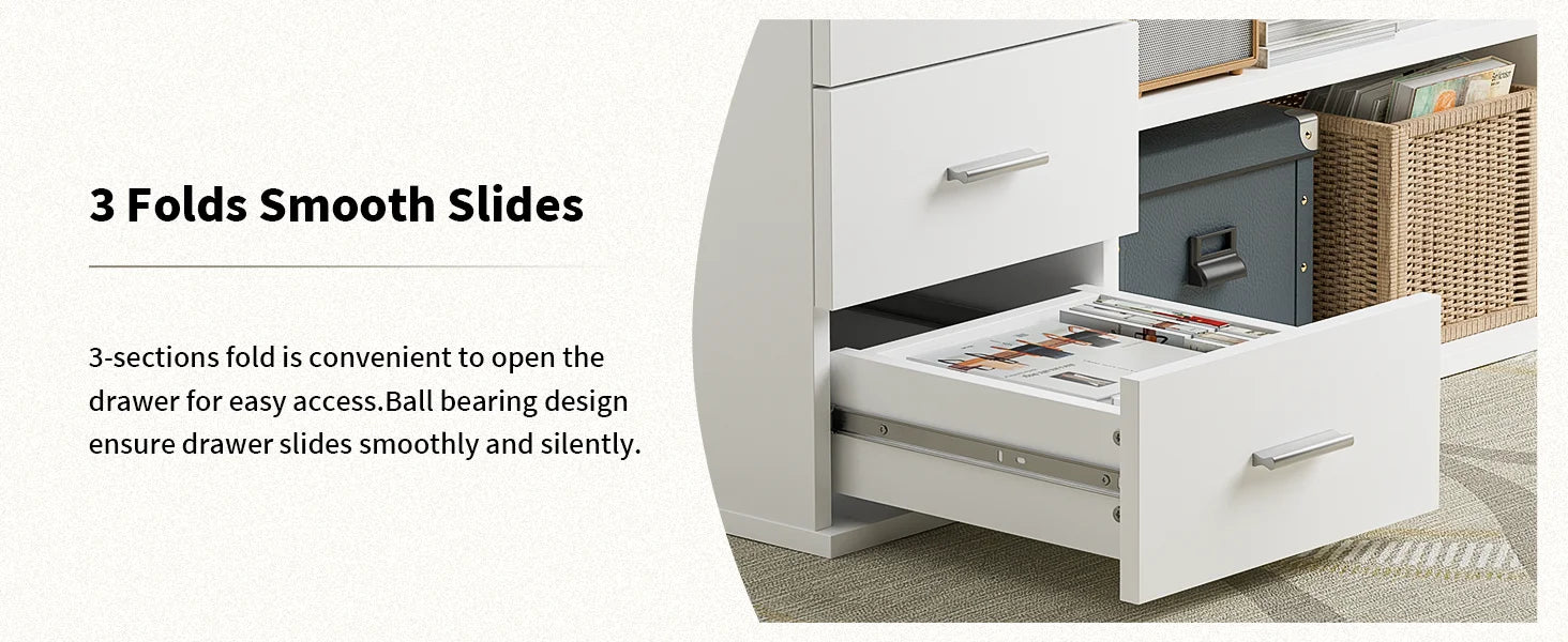 L-Shaped Desk with Drawers and Shelves, 55" Craft Desk with Storage, Removable Monitor Stand, Reversible L-Shaped Desk