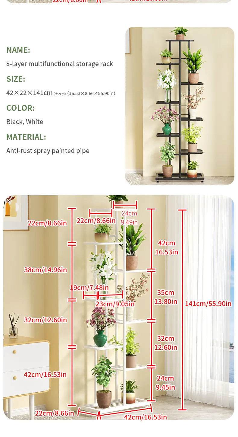Plant Shelves Iron Potted Flower Plant Stand Rack Multiple Flower Pot Holder Shelf Indoor Outdoor Planter Display Organizer