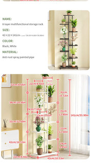 Plant Shelves Iron Potted Flower Plant Stand Rack Multiple Flower Pot Holder Shelf Indoor Outdoor Planter Display Organizer