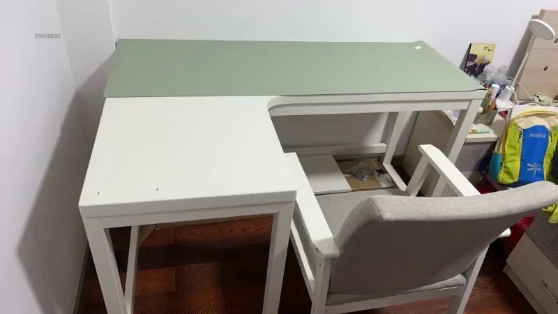 European Solid Wood Corner Computer Desks Home Desktop Computer Table L-shaped Long Writing Desks Double E-sports Gaming Table D