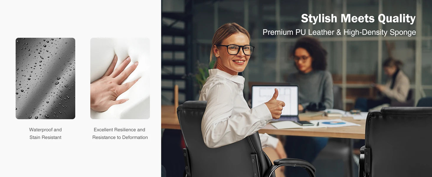 JHK Ergonomic Padded PU Leather Backrest Chair