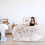 Bean Bag Chair. For Adults & Kids. Comfy Fluffy. Giant Round. Lazy Sofa Cover. Reading Chair. Floor Chair. 6FT. Grey.