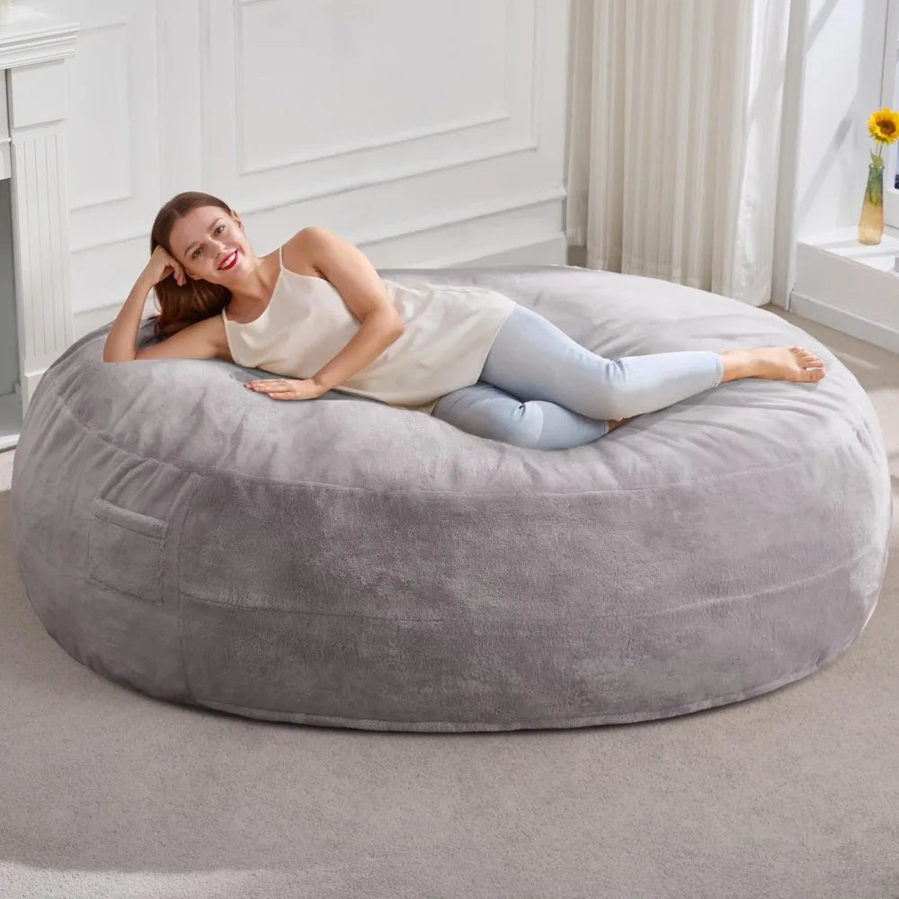 6ft Bean Bag Chairs for Adults Large Beanbag Chair with Plush Faux Fur Cover Big Bean Bag Chair for Living Room Bedroo