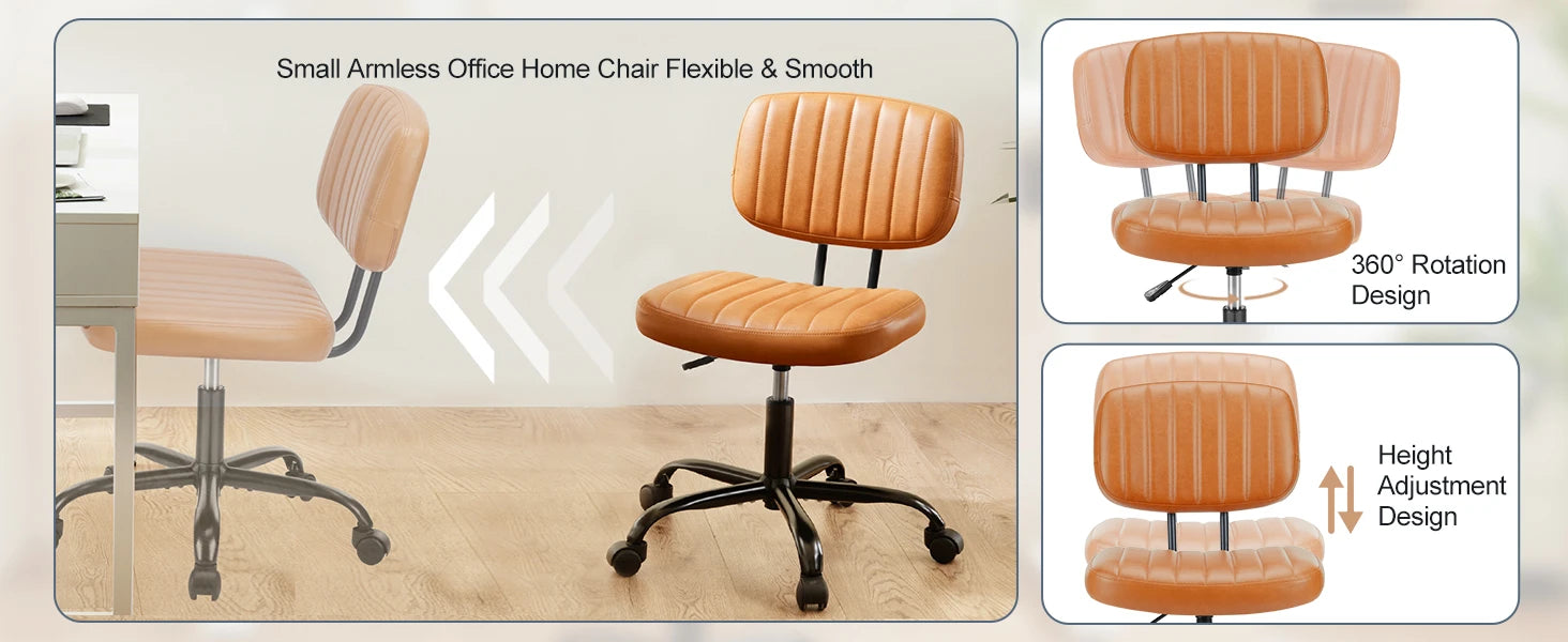 Armless Office Desk Chair with Back Lumbar Support