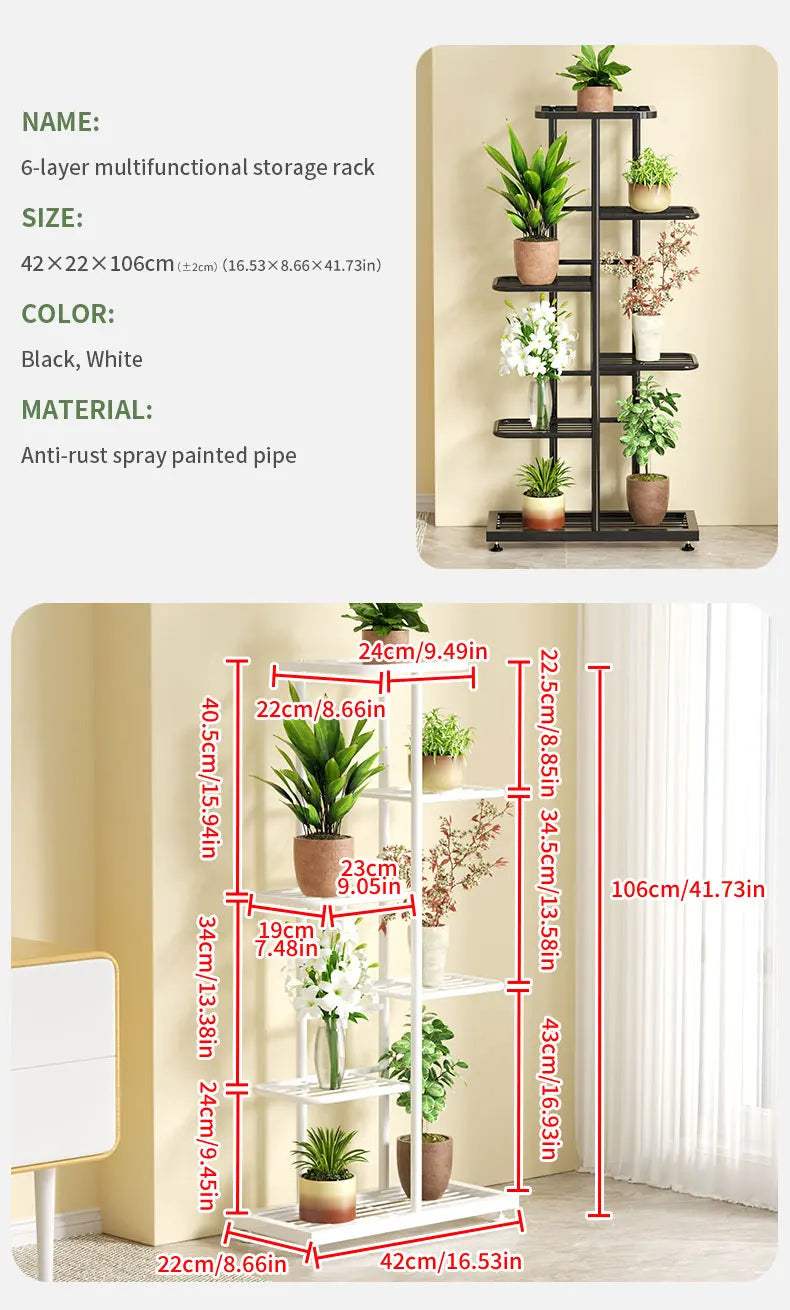 Plant Shelves Iron Potted Flower Plant Stand Rack Multiple Flower Pot Holder Shelf Indoor Outdoor Planter Display Organizer